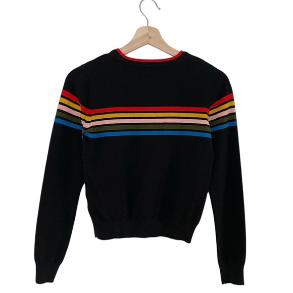 Forever 21 Multicolor Stripe Cropped Crewneck Sweater Black XS - Picture 4 of 8